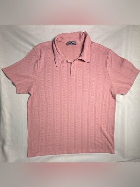 PJ Paul Jones Men’s Pink Textured Knit Polo Shirt